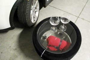 recycling car tiles for coffee tables on wheels